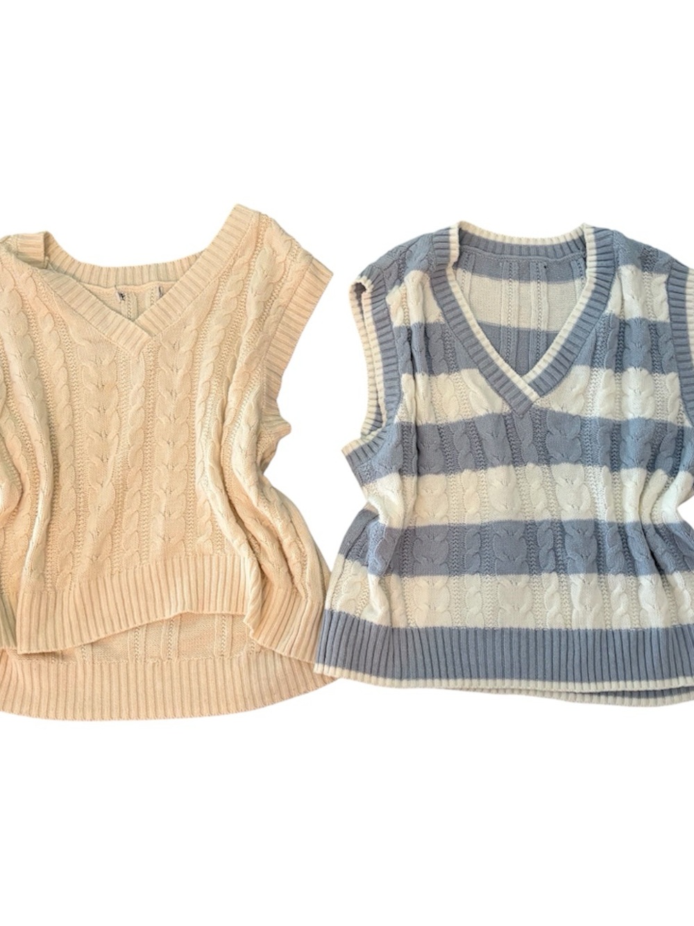 Cream and Sailor Striped Knit Vest Set